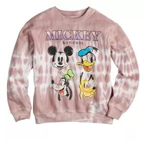 Disney Mickey & Friends Tie Dye Cotton Crew Neck Long Sleeve Sweatshirt Size M